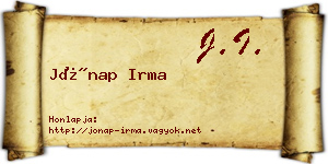 Jónap Irma névjegykártya